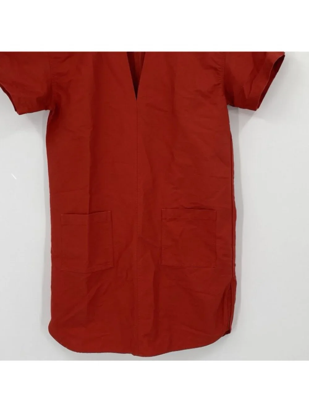 J Crew Size ST Patch-Pocket Pullover Dress Structured Cotton Poplin Orange